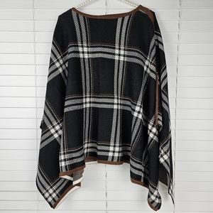 Ann Taylor Poncho Sweater with Plaid Print